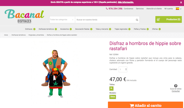 Disfraces Bacanal Tienda
